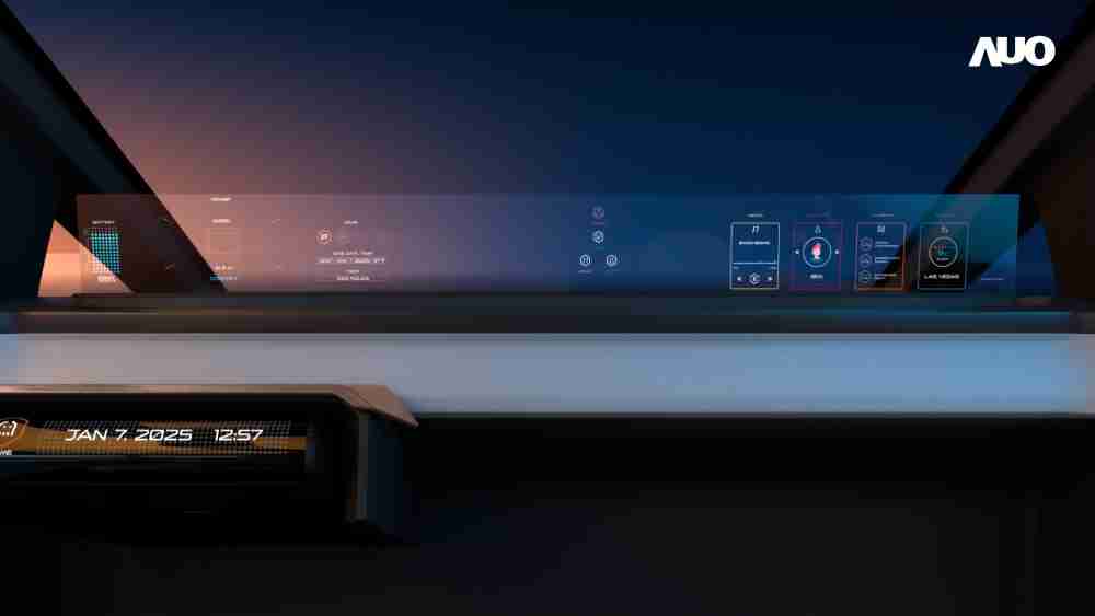 2468BET无界透明显示接口(Horizon Image Glass)透过车运算方案整合仪表板、、、中控台及副驾显示器，，一体式全景呈现，，，，提供乘用者清晰的前方视野、、行车必要信息与娱乐功能