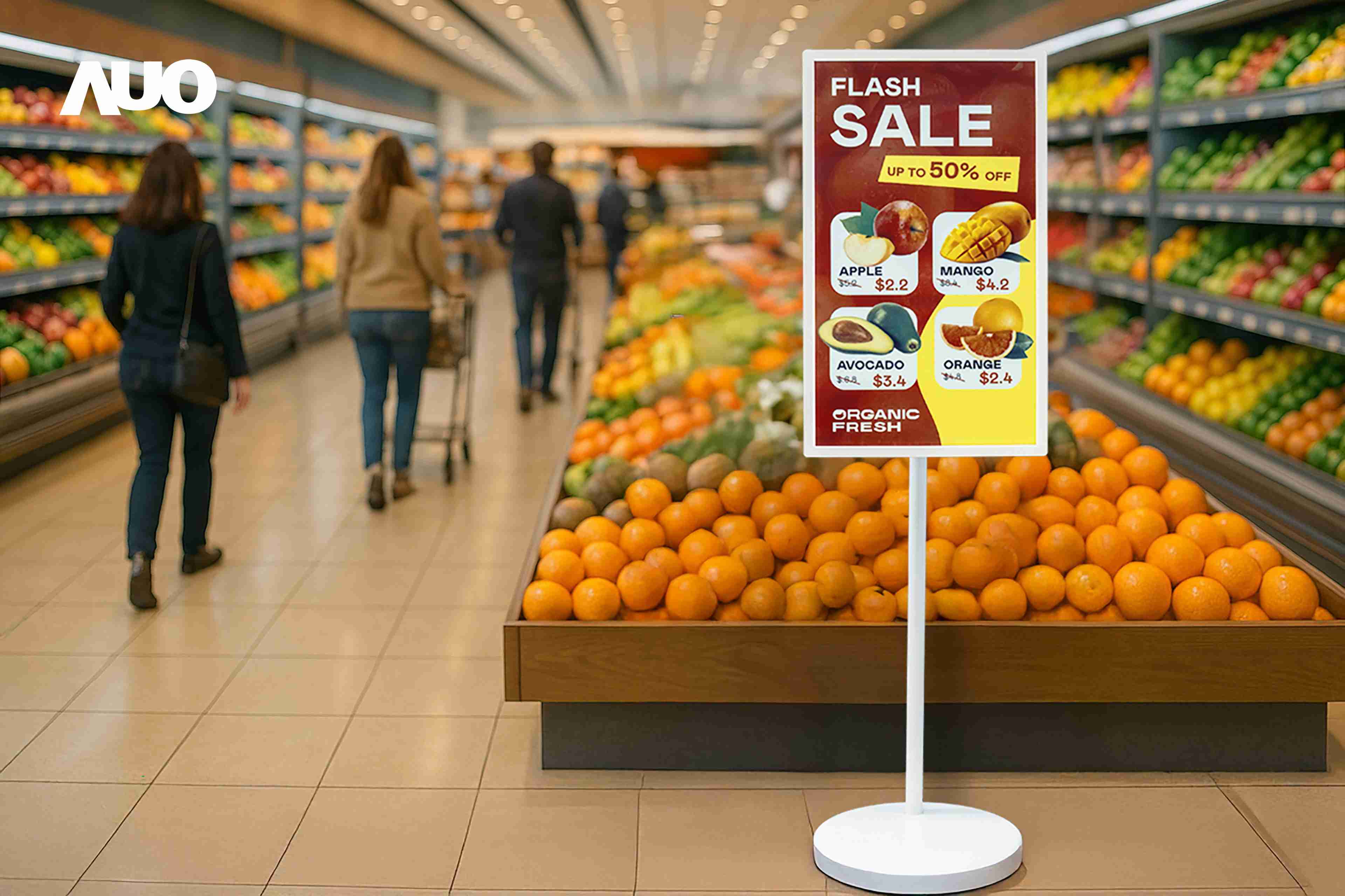 达擎首亮相低功耗、、、全彩的〝aecoPost电子纸解决方案〞，，仅在更新画面时需要微量的电力驱动，，无需布建电线的便捷设计，，，，使其可灵活应用、、、随意置放，，，，并可透过云端或行动装置app，，轻松管理及排程广告内容，，晋升店头营销利器。。。